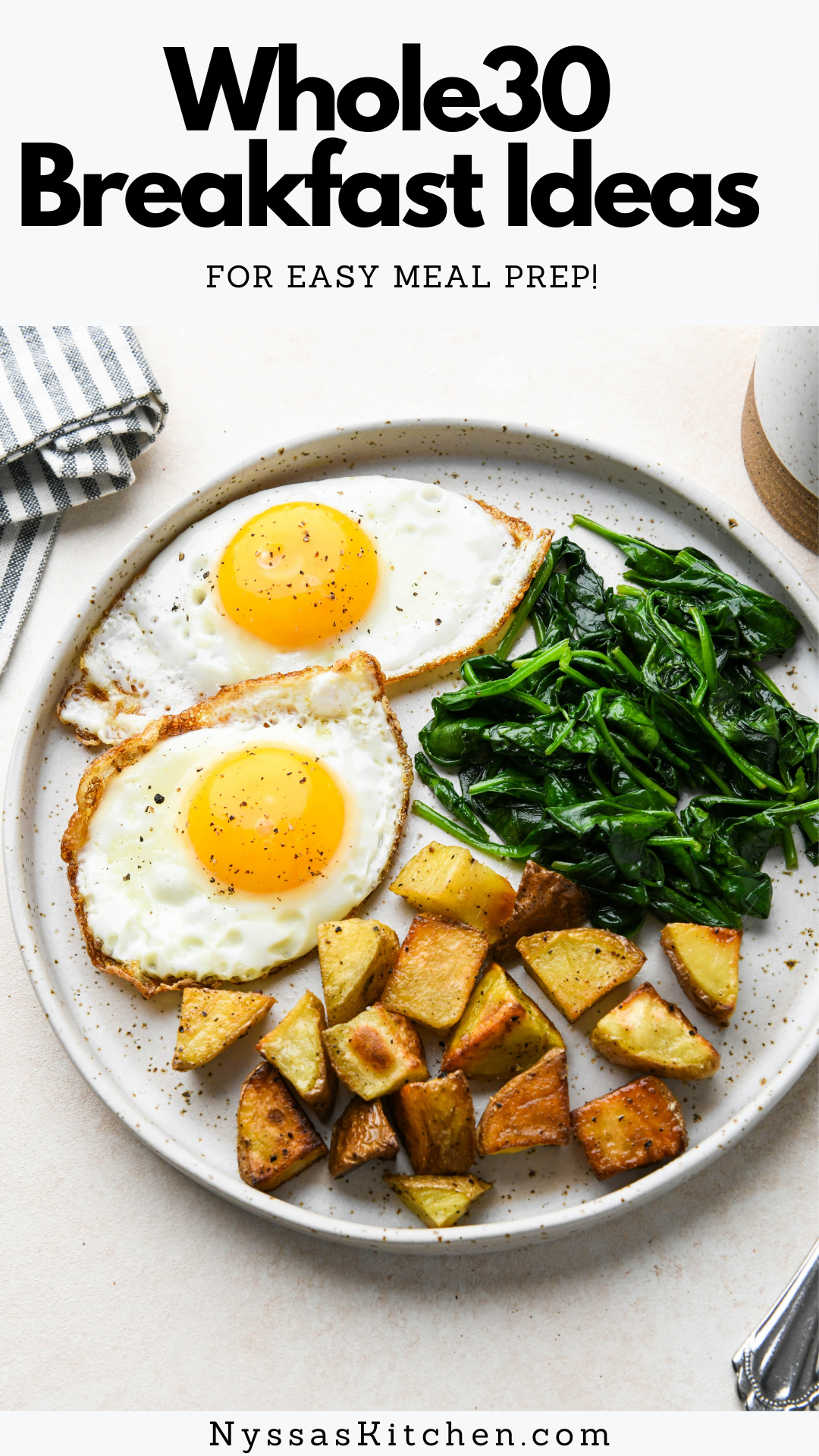 Finding easy whole30 breakfast ideas to meal plan for your 30 days in the program is the key to setting yourself up for success! In this post I share some of my typical, simple breakfast combinations made with clean protein, veggies, and healthy fats so you can wake up inspired every morning.