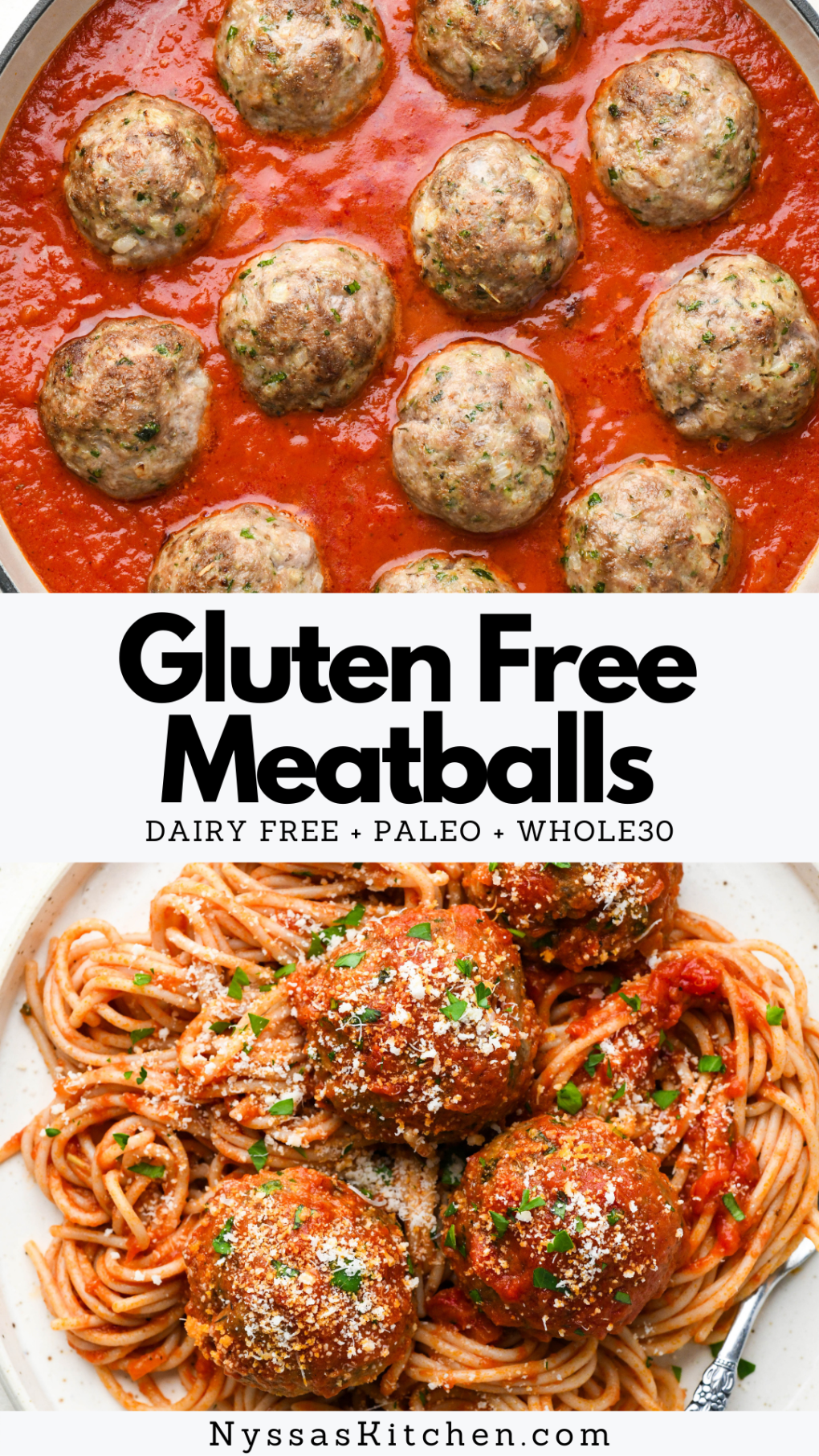 Pinterest pin for gluten free meatballs
