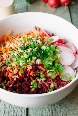 Vibrant kale salad with chili flecked - Cover image