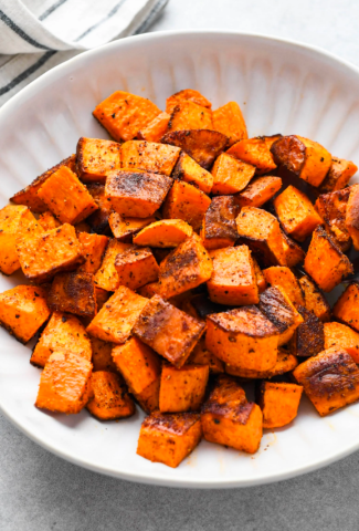 HEALTHY ROASTED SWEET POTATOES {WHOLE30 + GLUTEN FREE + VEGAN + PALEO}-Cover Image