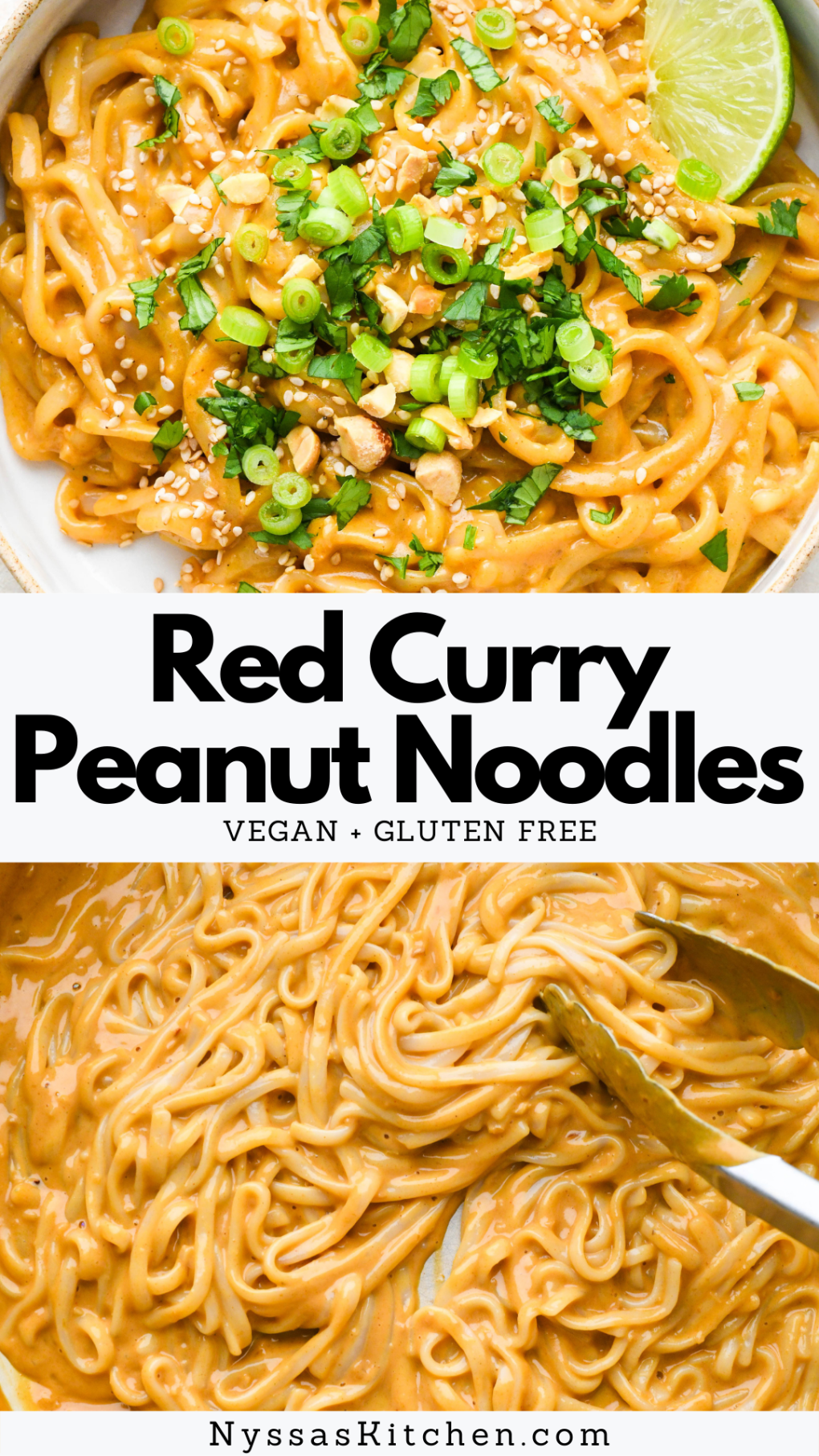 Pinterest Pin for red curry peanut noodles