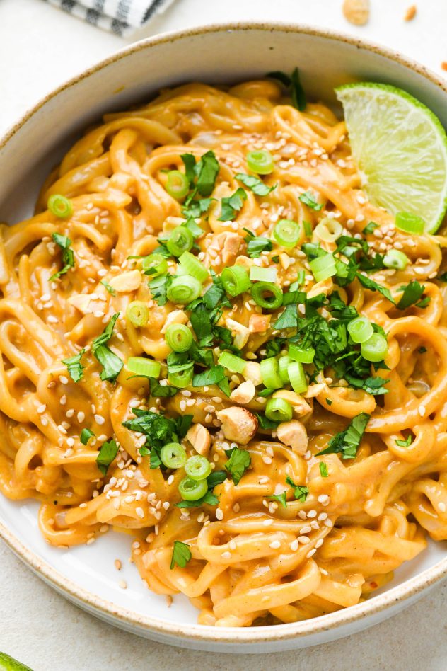 Red Curry Peanut Noodles - Vegan + Gluten Free