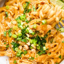 Gluten Free Red Curry Peanut Noodles - Less Than 30 Minutes!
