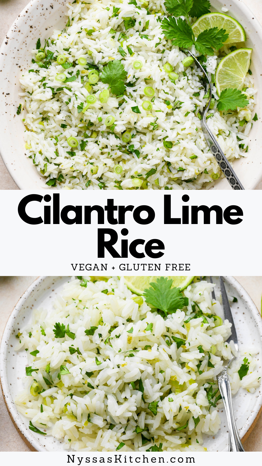 Cilantro lime rice is the perfect simple side dish for any Mexican inspired dinner! Made with just a handful of simple ingredients and absolutely loaded with zesty flavor. Easy to make and so delicious! Gluten free, dairy free, vegan, and vegetarian.