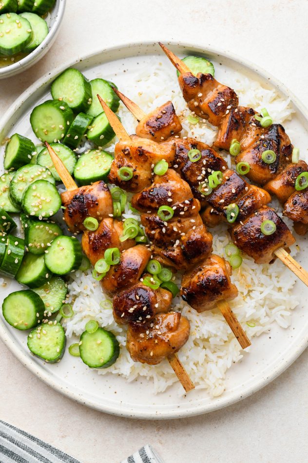 Garlic Ginger Chicken Chicken Kabobs - Oven or Grill!