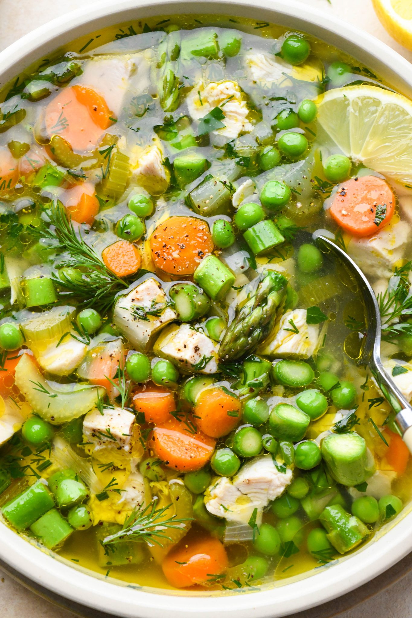 One Pot Homemade Chicken Soup with Spring Vegetables