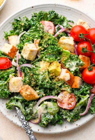 WHOLE30 KALE CHICKEN CAESAR SALAD {WHOLE30 + PALEO + KETO FRIENDLY}-Cover image