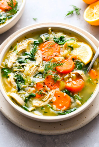 nourishing chicken and cauliflower rice soup-cover image