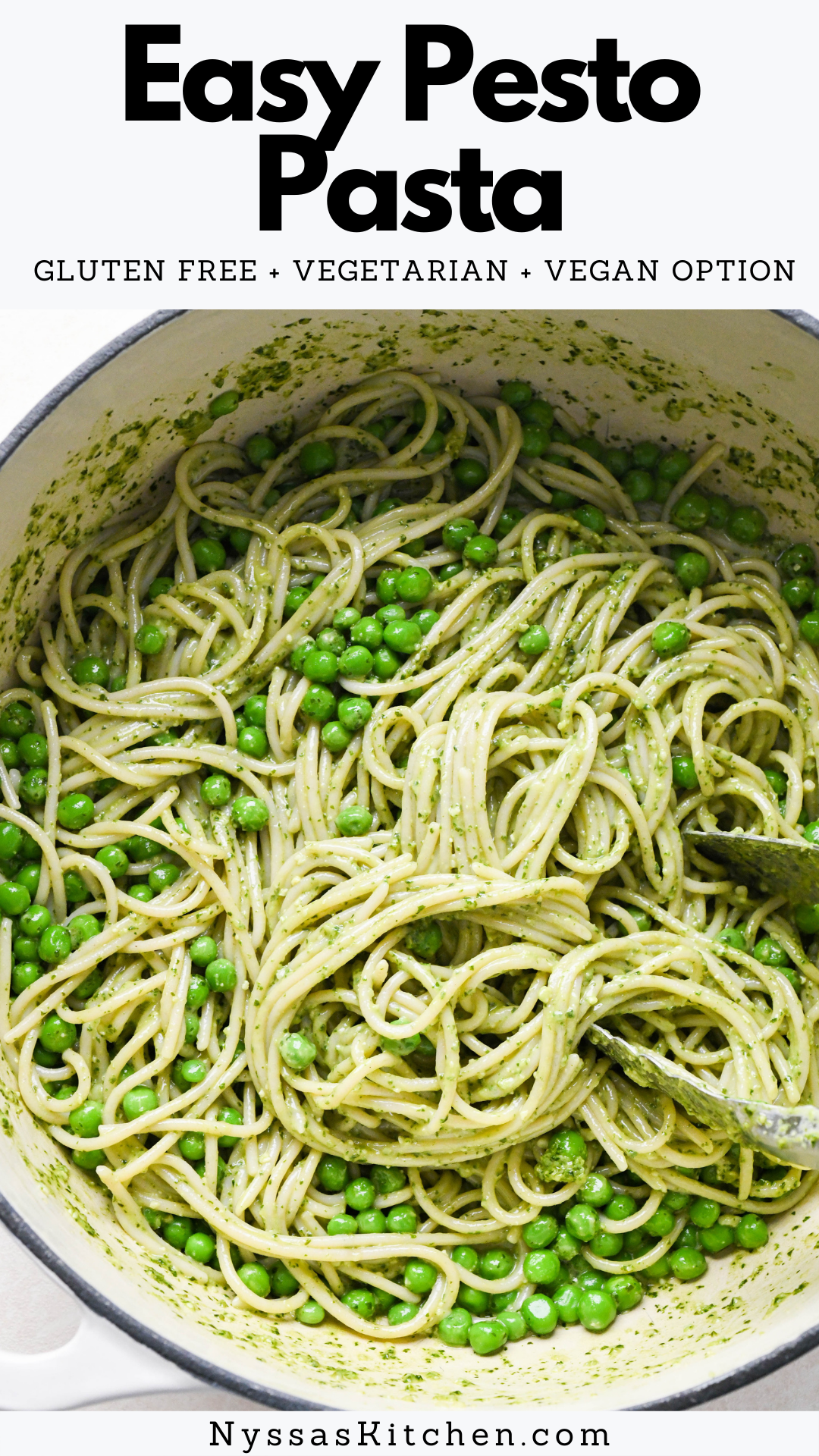Easy pesto pasta is the perfect weeknight recipe! It's ready in less than 30 minutes and full of bold flavors. Option to make it dairy free / vegan, and customize it with whatever protein or veggies you like! Gluten free, vegetarian, vegan option.