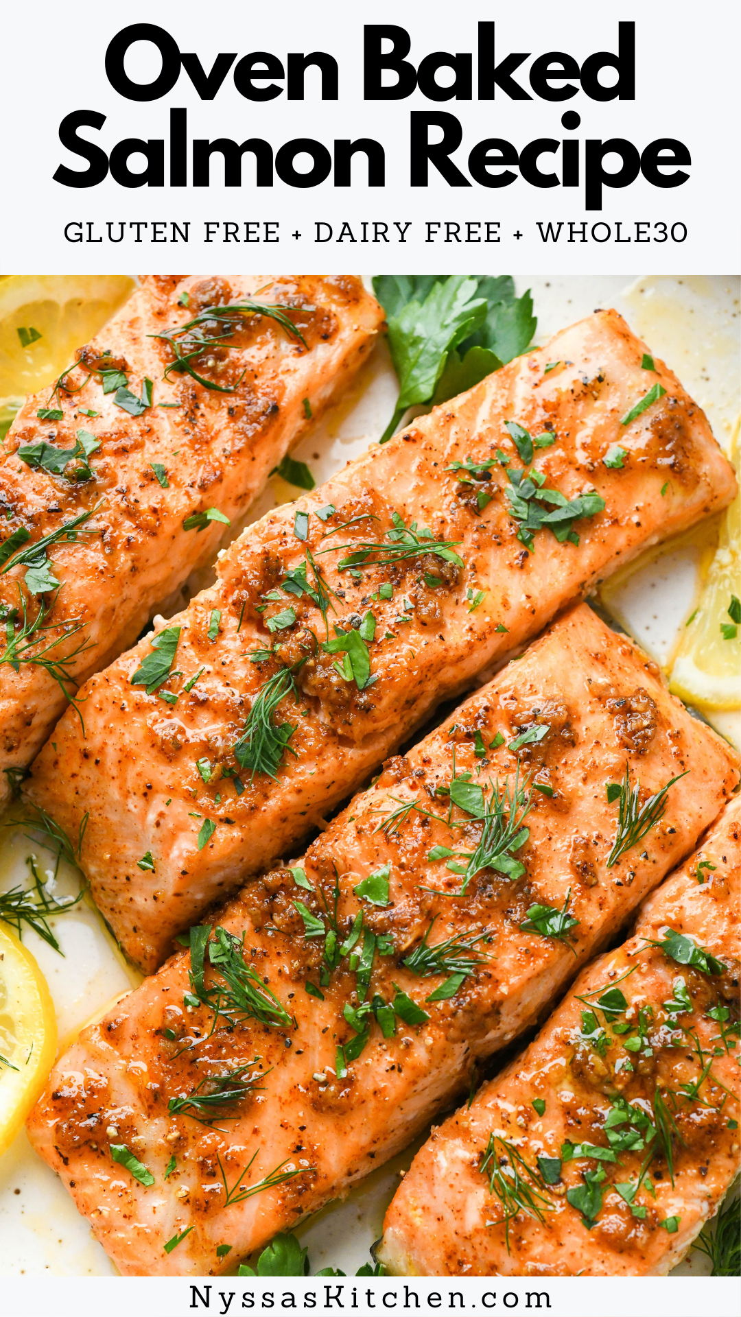 Say hello to the BEST healthy baked salmon recipe! Made with simple ingredients like garlic, paprika, avocado oil, lemon juice, salt, pepper, and fresh herbs. It is out of this world flavorful, perfectly cooked, and just as good for a busy weeknight dinner as it is for a dinner party. Gluten free, dairy free, Whole30, paleo, keto, and low carb.