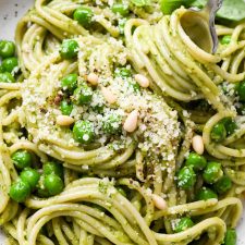 Easy Basil Pesto Pasta with Sweet Peas