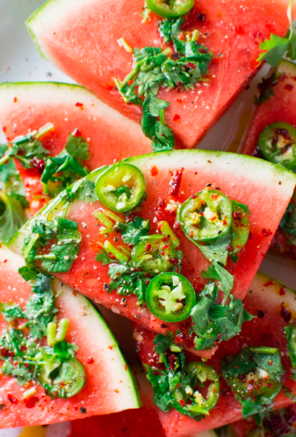 Spicy Watermelon Salad With Cilantro And Lime-Cover Image