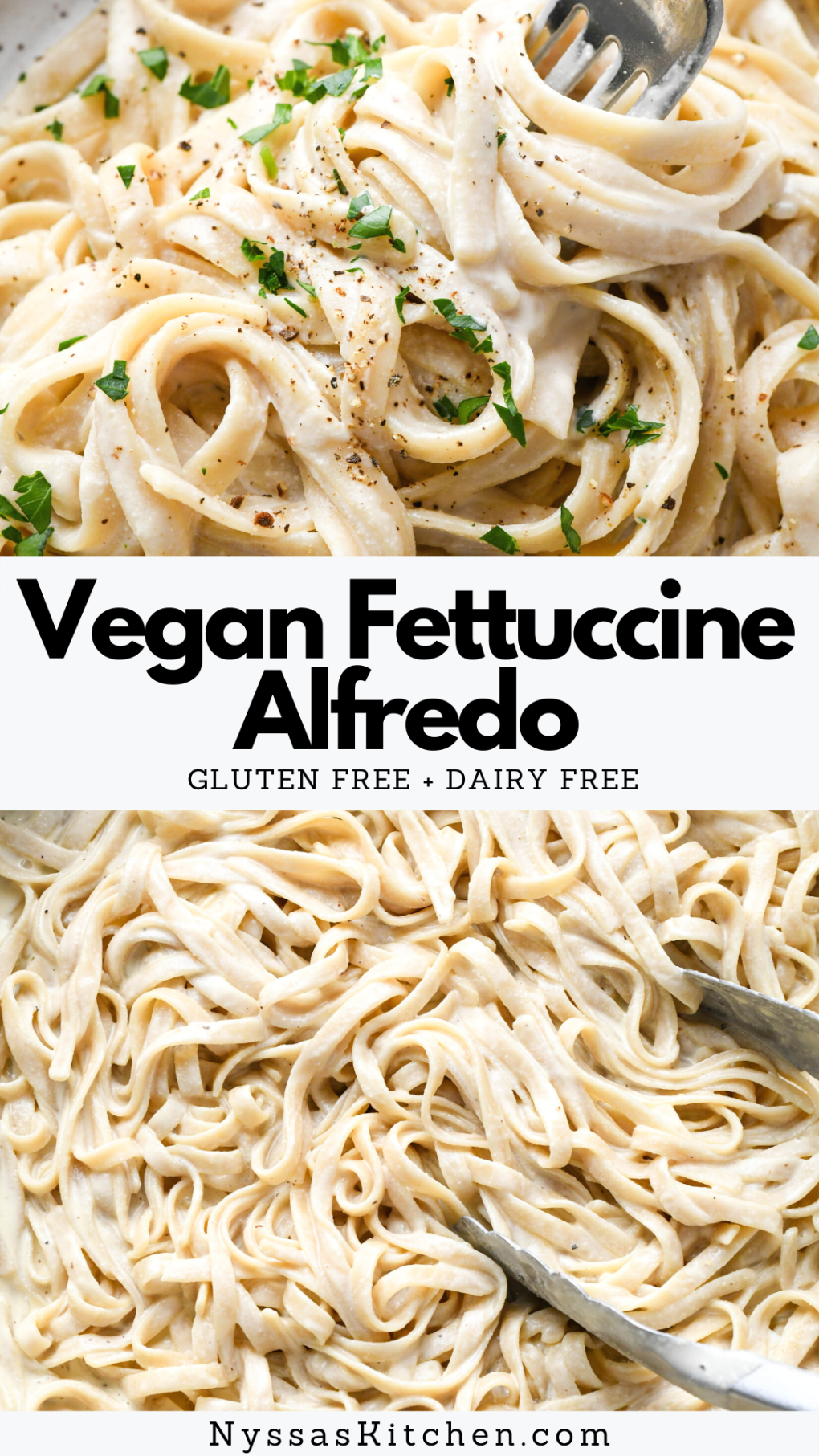 Pinterest pin for vegan fettuccine alfredo