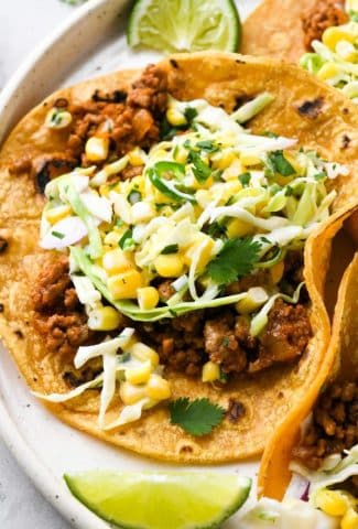 Ground Pork Tacos with Creamy Slaw