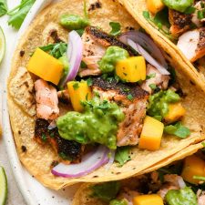 Blackened Salmon Tacos {Gluten Free + Dairy Free}