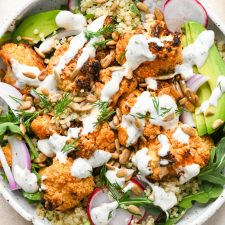 Vegan Buffalo Roasted Cauliflower Bowls (Gluten Free)