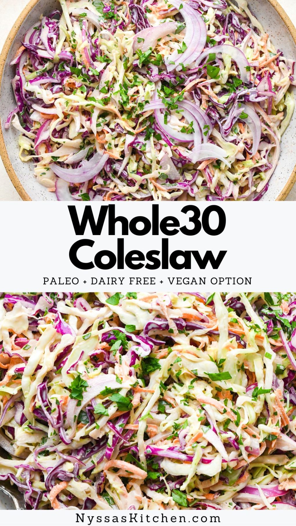 Pinterest pin for Whole30 coleslaw.