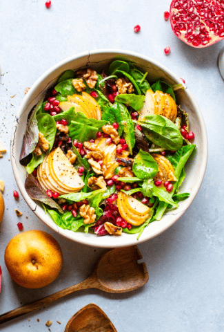 Asian Pear And Walnut Salad With Maple Mustard Vinaigrette-Cover image