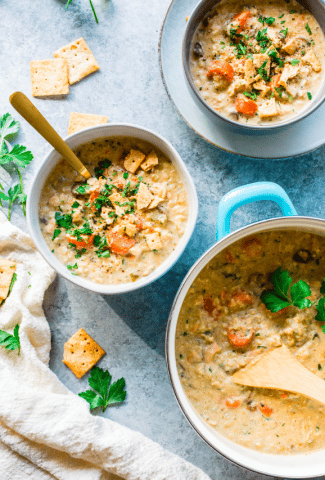 CREAMY DAIRY FREE CHICKEN AND CAULIFLOWER RICE SOUP-Cover image