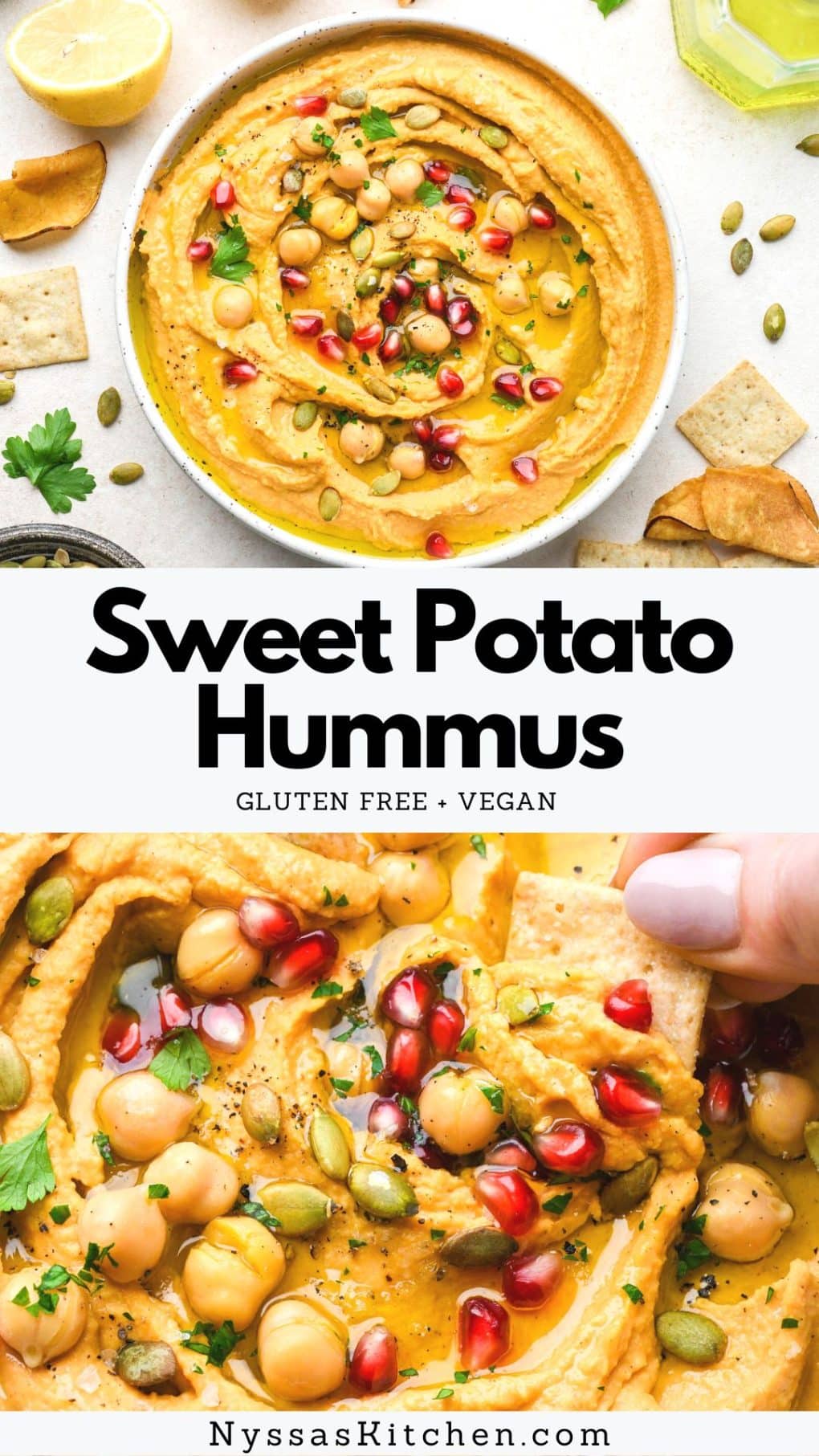 Pinterest Pin for Sweet Potato Hummus