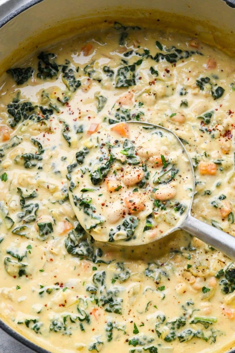 White Bean and Kale Soup (Made with Cashew Cream!)