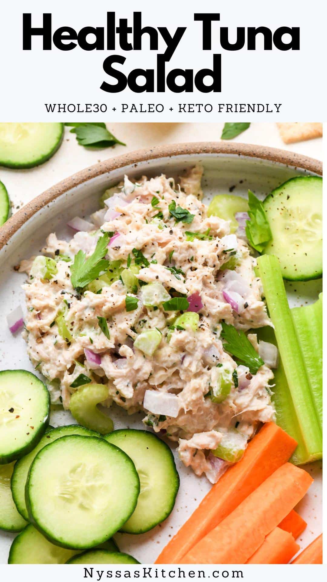 This healthy tuna salad is loaded with protein, veggies, and healthy fats that are sure to keep you full throughout the day! A classic and flavorful dish that is perfect to make in advance and enjoy throughout the week. Just as delicious on its own as it is on a sandwich or over salad greens. Ready in just 15 minutes!