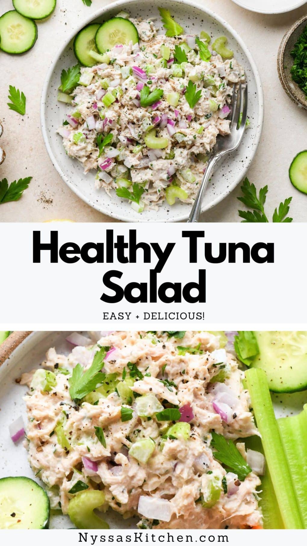 Pinterest Pin for healthy tuna salad