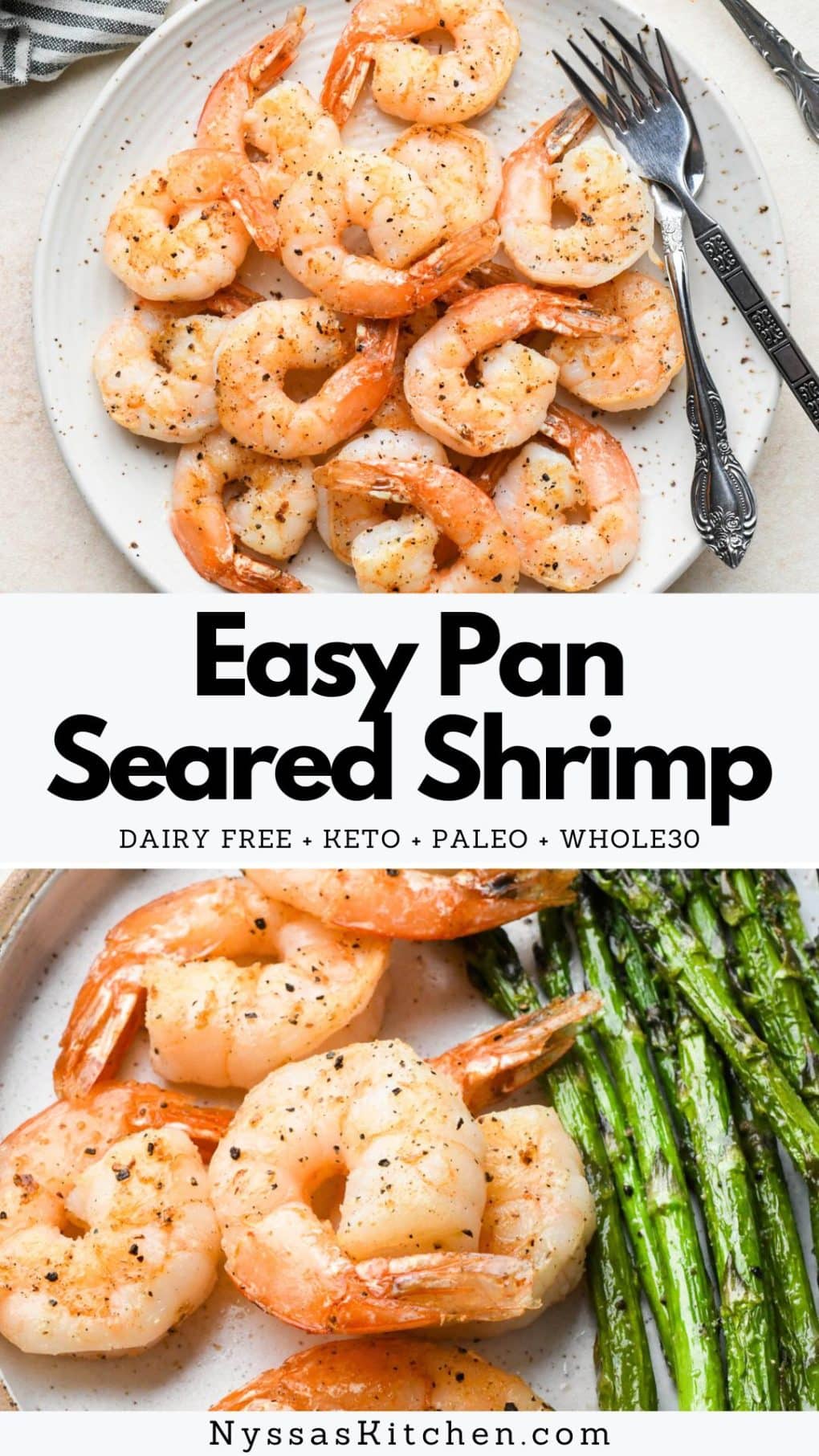 Pinterest Pin for Pan Seared Shrimp