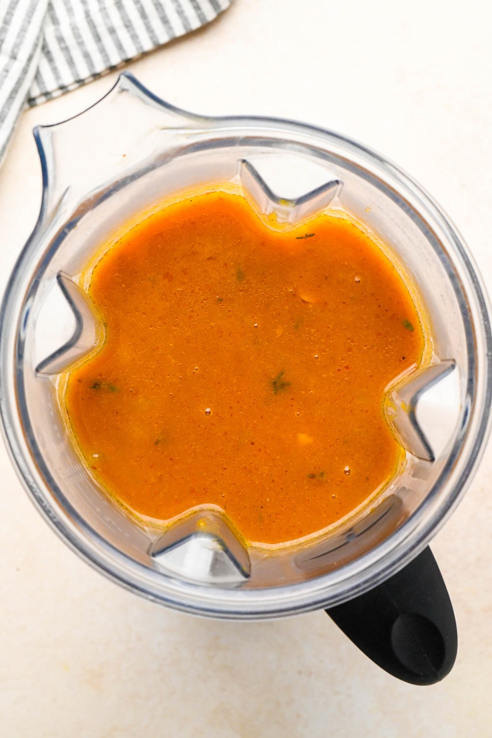 How to make Dairy Free Pumpkin Carrot Soup: Soup in the blender before blending.