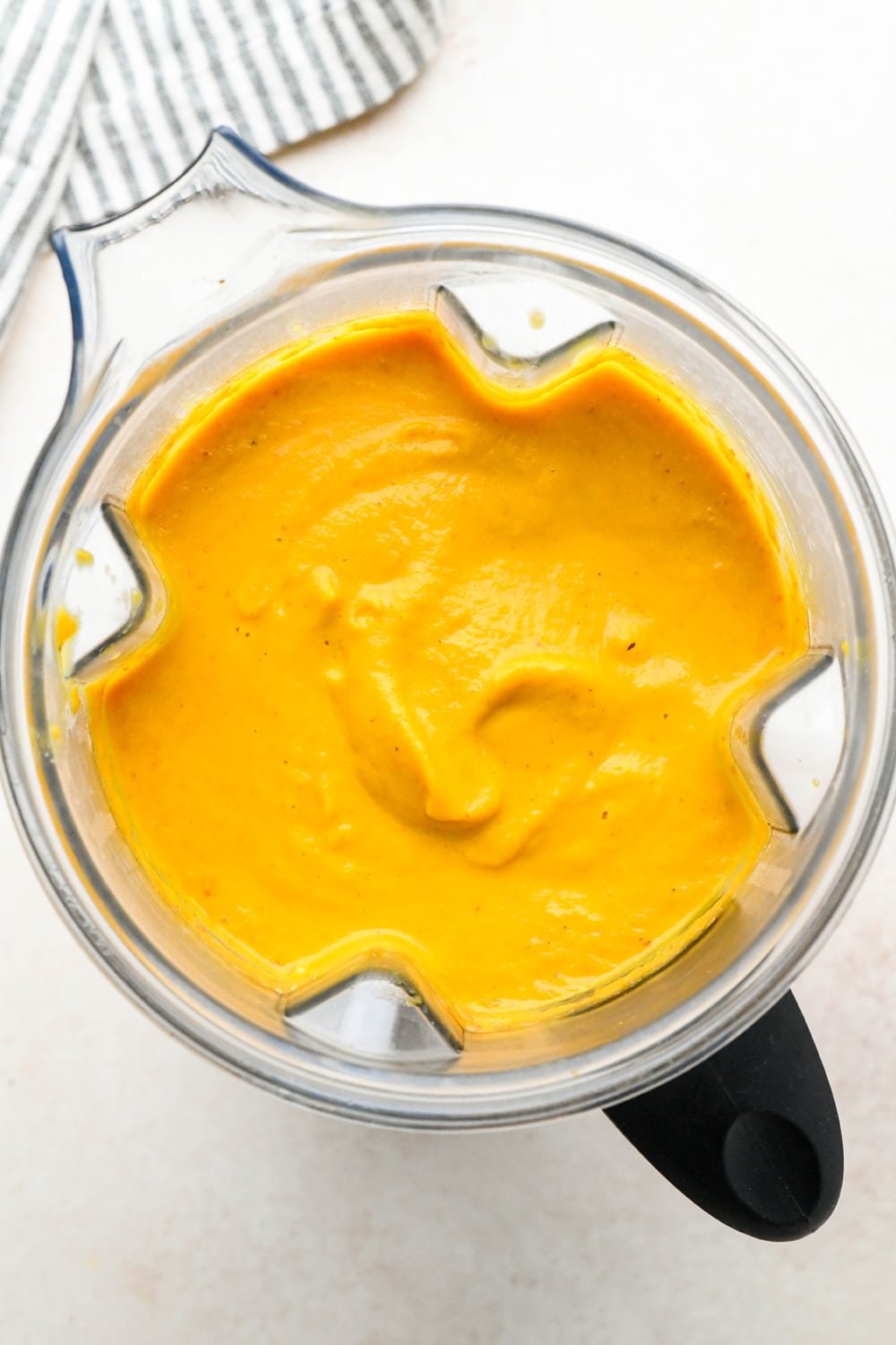How to make Dairy Free Pumpkin Carrot Soup: Soup in the blender after blending.