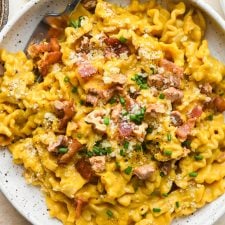 Dairy Free Butternut Squash Pasta with Crispy Bacon