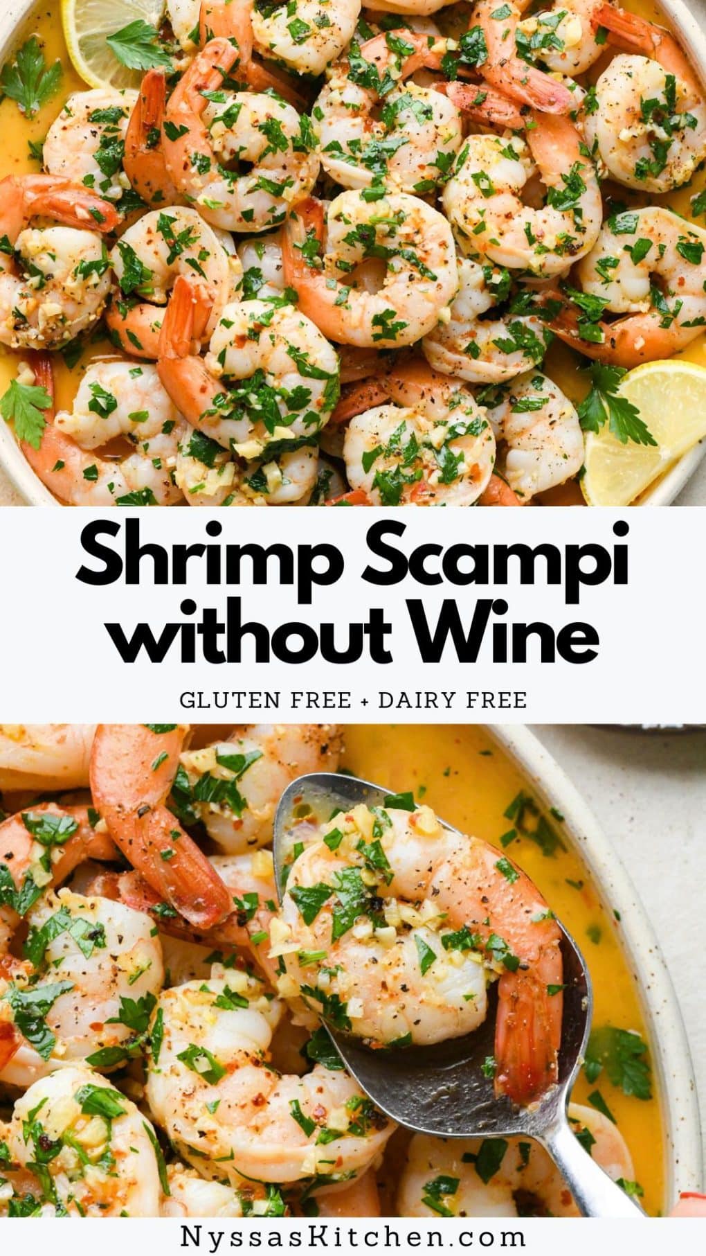 Pinterest pin for Shrimp Scampi without Wine