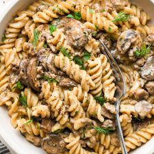 Dairy-Free Beef Stroganoff with Ground Beef and Cashew Cream