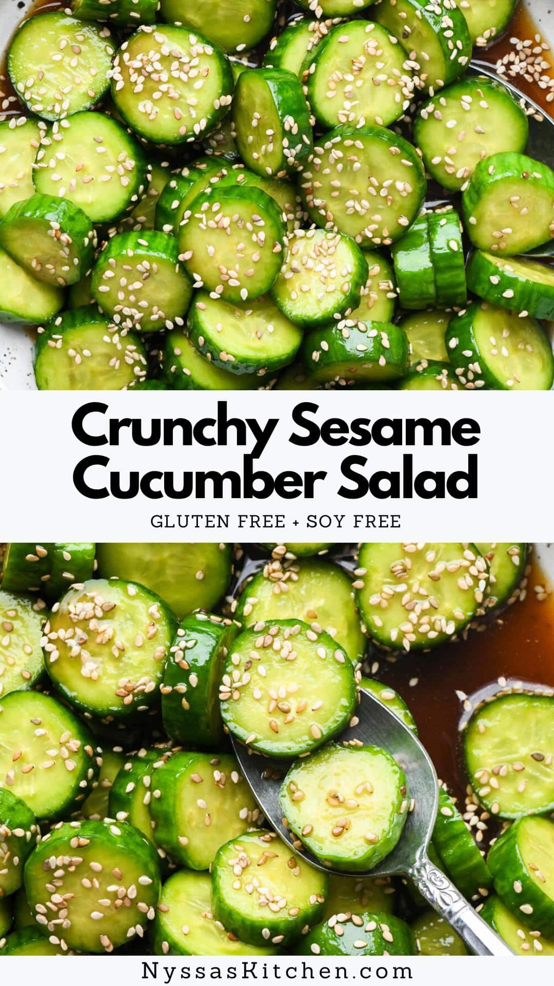 This crunchy sesame cucumber salad is an easy, refreshing side dish made with a simple sesame oil and rice vinegar dressing. Inspired by the Japanese dish sunomono, it has a crave-worthy crunchy texture, with light and well-balanced flavors that make the perfect pairing for many Asian meals. Our version is made using coconut aminos instead of soy sauce (though you could use either), is gluten free, and naturally sweetened.