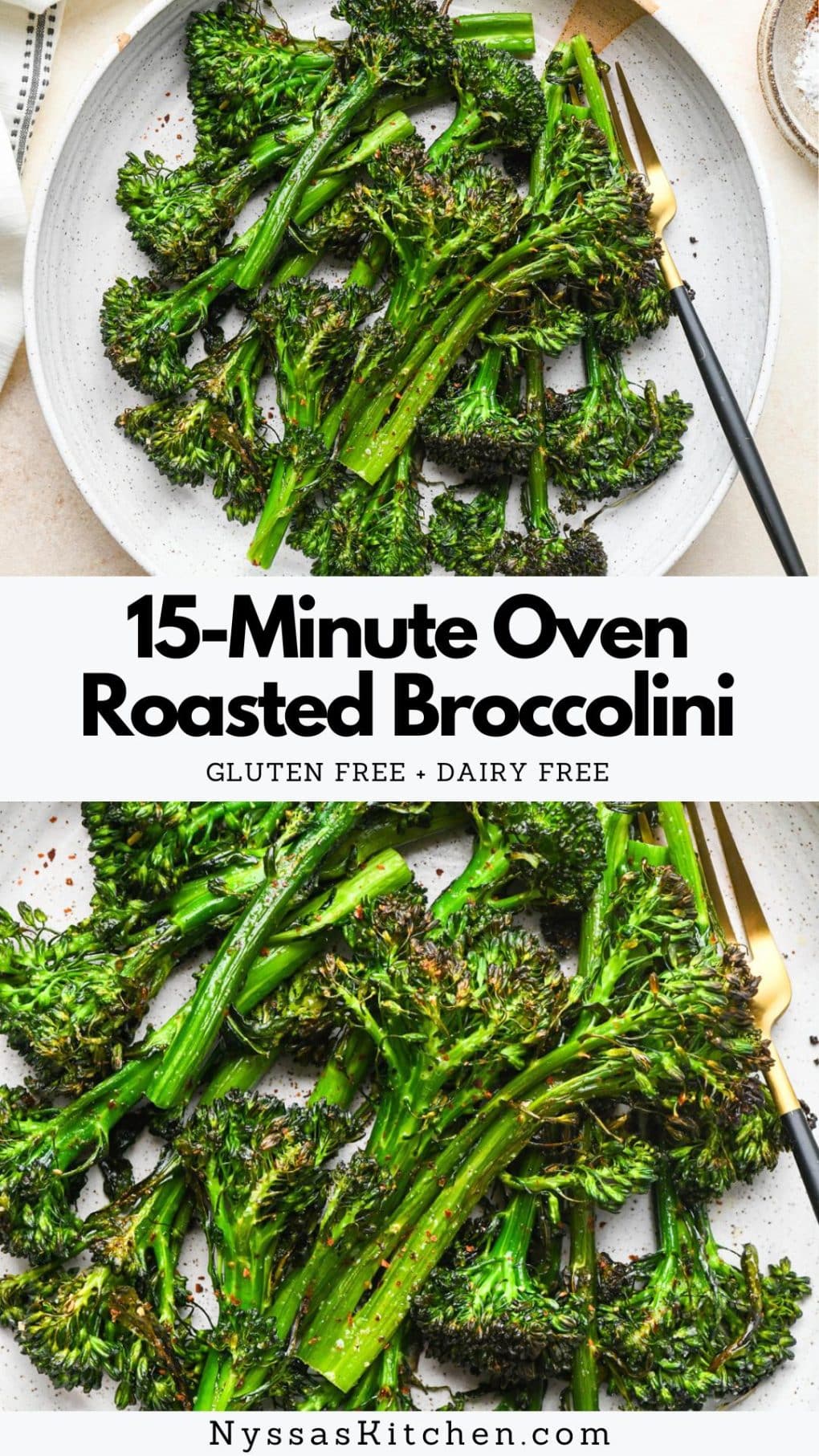 Pinterest pin for roasted broccolini
