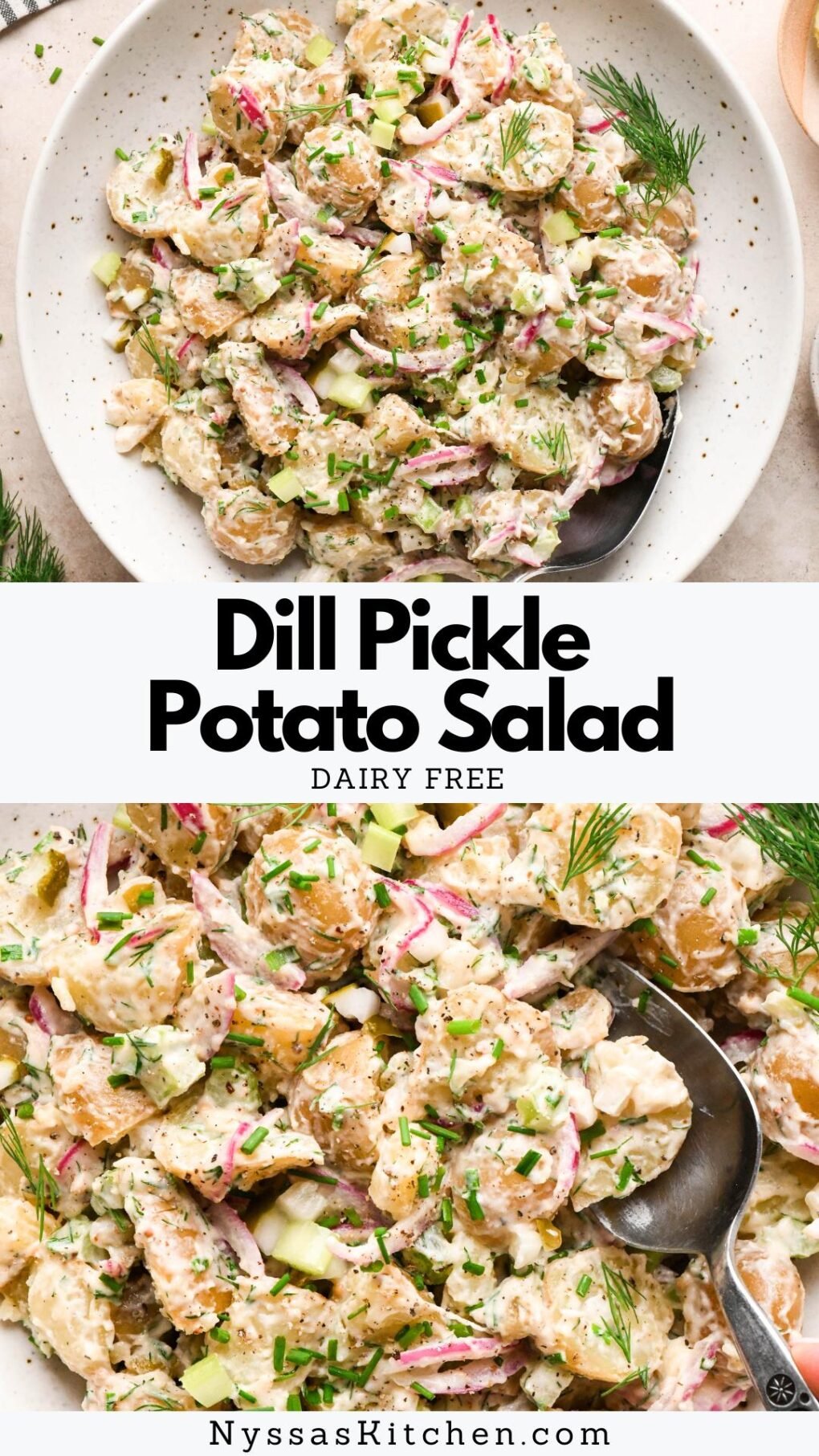 Pinterest pin for Dill Pickle Potato Salad